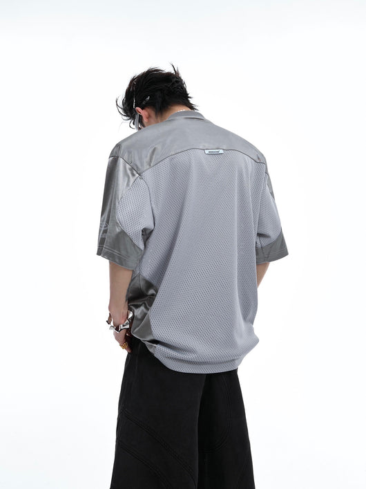 Blusa Suelta de Malla Plateada con Manga Corta - Image 14