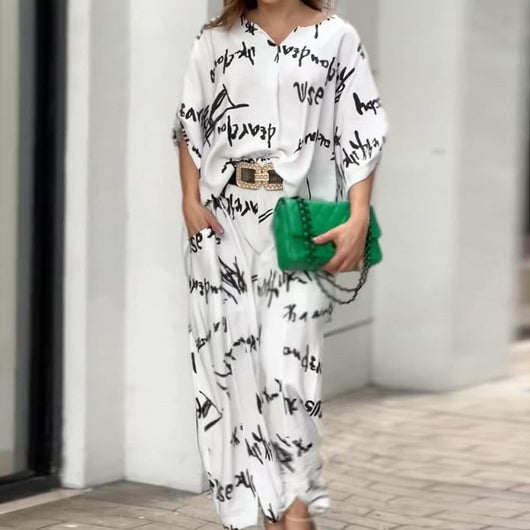 Conjunto de Pantalón Estampado con Letras para Mujer
