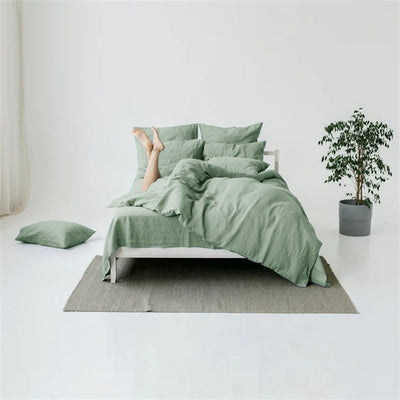 Juego de Cama Nórdico Minimalista en Lino Natural de 4 Piezas - Image 10