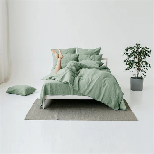 Juego de Cama Nórdico Minimalista en Lino Natural de 4 Piezas - Image 10