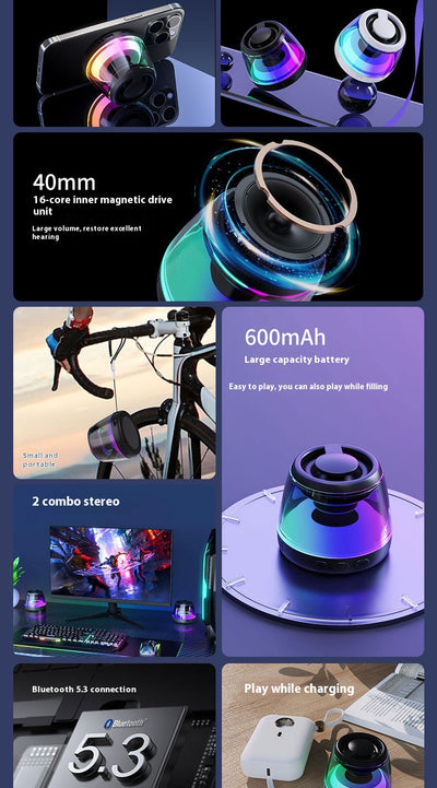 Altavoz Bluetooth Magnético Mini con Luz Ambiental Portátil - Image 7