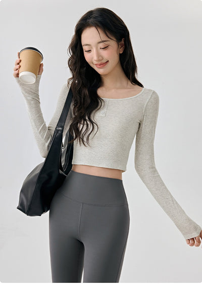 Top de Yoga Ajustado de Manga Larga - Diseño Reductivo para Fitness y Running - Image 21