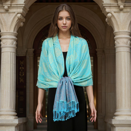 Bufanda Étnica Vintage con Flecos y Tejido Jacquard para Mujer - Image 10
