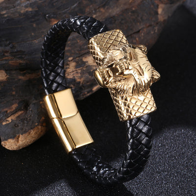 Pulsera de Lobo Punk Estilo Europeo y Americano para Hombre