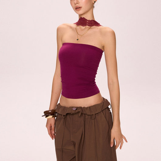 Top Halter de Encaje Púrpura con Tirantes Finos - Estilo Hot Girl - Image 4