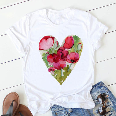 Playera Estampado Flores Love Manga Corta - Image 16