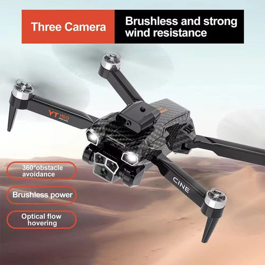 Dron YT150 con Triple Cámara, Esquiva Obstáculos y Motor sin Escobillas