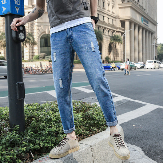 Jeans Slim Fit Coreano Elástico con Roturas Modernas - Image 3