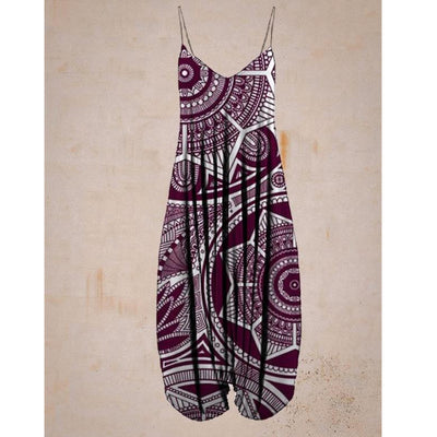 Jumpsuit Holgado con Estampado Étnico y Tirantes para Playa - Talla Plus - Image 6