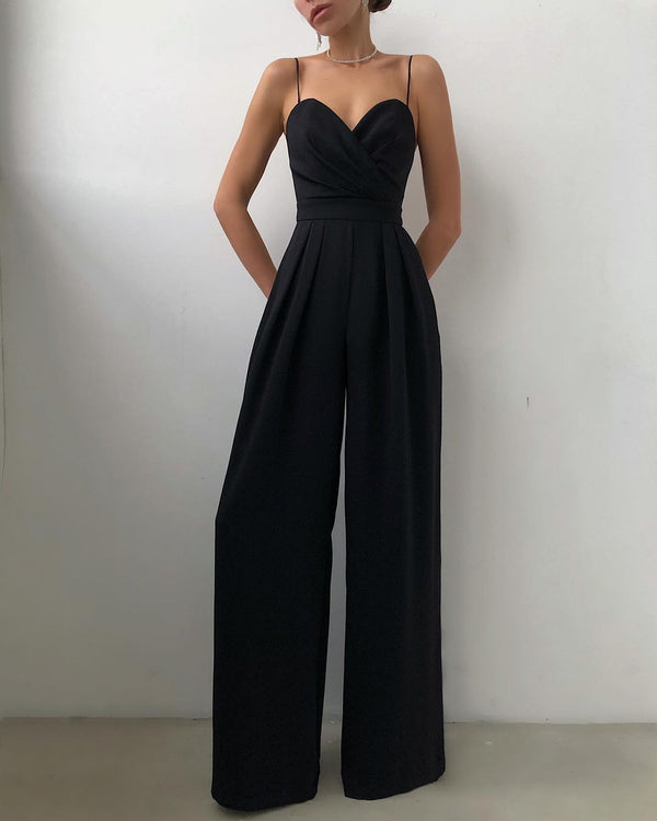 Pantalón Jumpsuit con Tirantes Cintura Recta