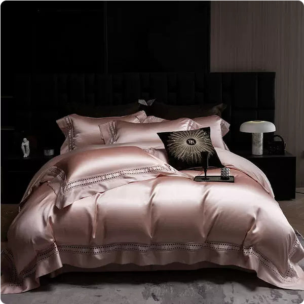 Juego de Cama Jacquard de Seda Premium Densidad Alta - Diseño Minimalista