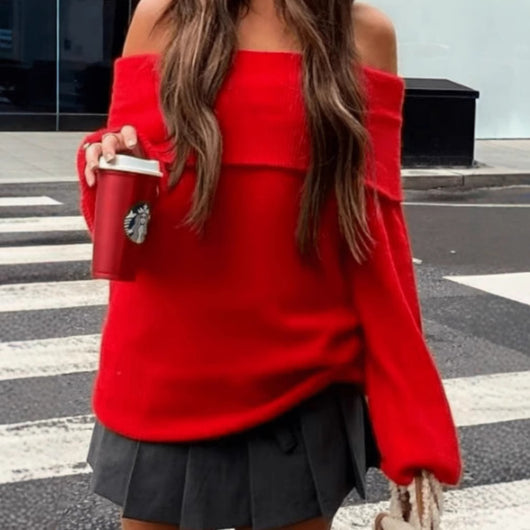 Suéter Ajustado Hombros Descubiertos para Mujer - Diseño Minimalista Invierno - Image 4