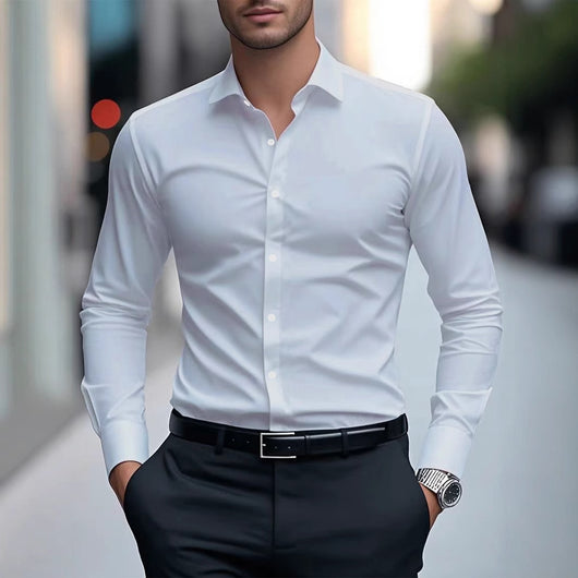Camisa Blanca Formal Slim Fit para Primavera y Otoño - Image 4