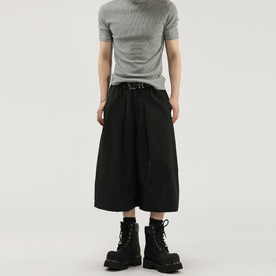 Pantalones Cortos de Vestir con Pliegues y Caída Ancha para Hombre - Image 3