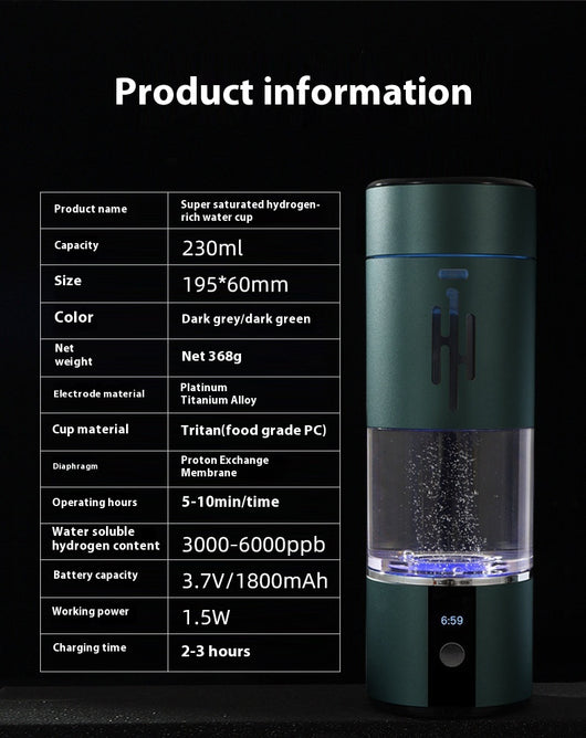 Vaso Generador de Agua Hidrogenada con Separación Electrolítica - Image 8