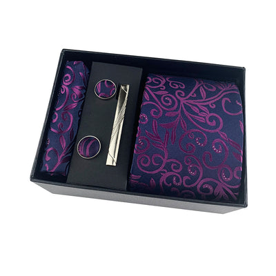 Set de Corbata Paisley con Clip y Caja de Regalo - Corbata Negra Elegante para Negocios - Image 2