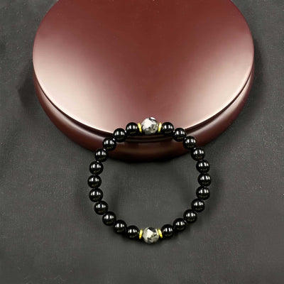 Pulsera Elástica Obsidiana Retro Tejida a Mano para Hombre - Image 7