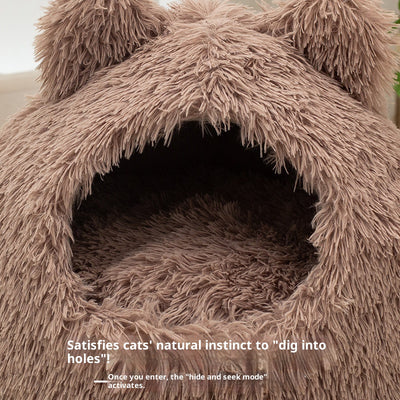Cama Cálida Semiencerrada para Gatos con Peluche Suave - Image 4