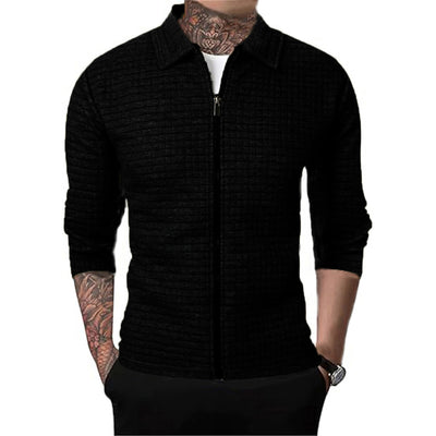 Cardigan Tipo Waffle con Solapa para Hombre - Casual y Versátil - Image 3