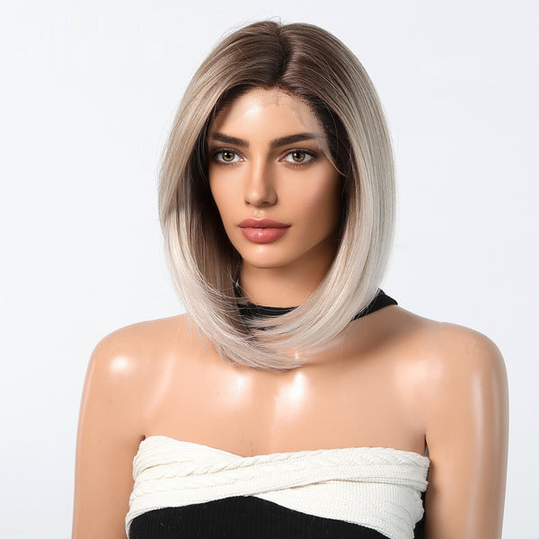 Peluca Bob Corto Liso con Encaje Frontal - Cabello Natural Realista