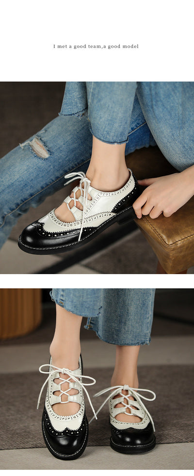 Mocasines Retro Franceses para Mujer con Cordones y Cuero Charolado Tallado - Image 16