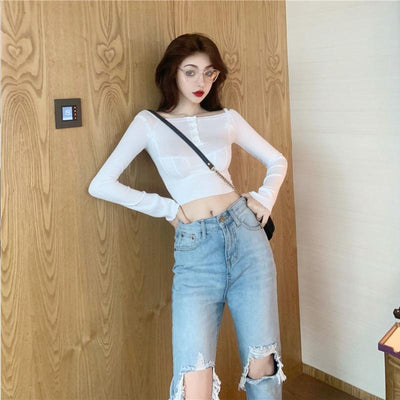 Jeans Talle Alto Estilo Hong Kong con Rotos - Versátiles y Modernos - Image 3