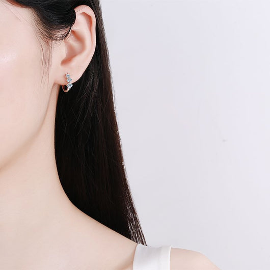 Aretes de Plata Esterlina 925 con Moissanita - Diseño Elegante Chapado en Platino - Image 4