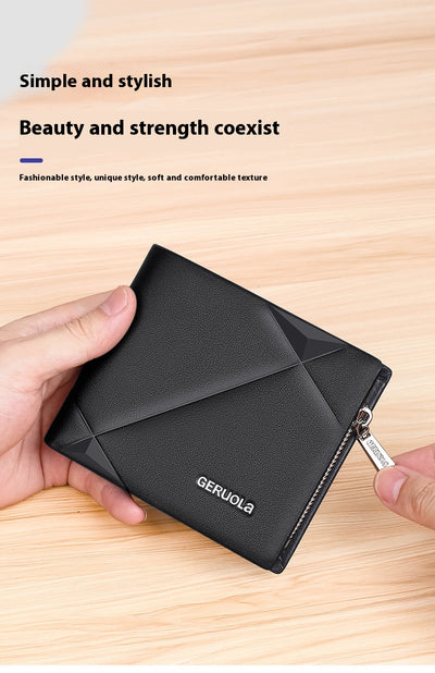 Billetera Corta de Cuero para Hombre con Cierre de Cremallera - Image 10