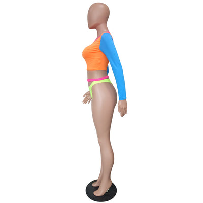 Traje de Baño Bicolor con Contraste de Moda Europea y Americana - Image 5