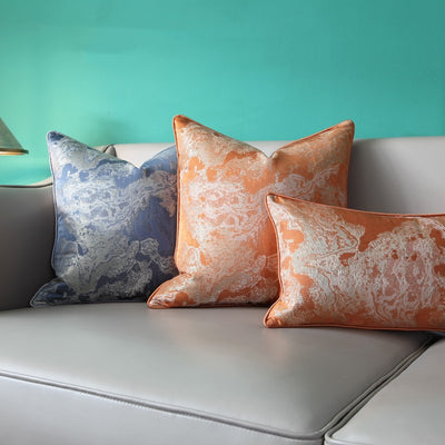Funda de Almohada Jacquard Pintura China Azul Gris