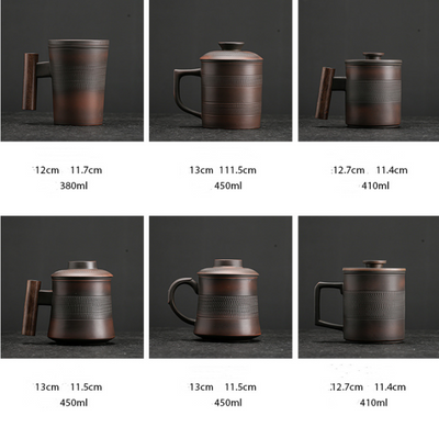 Taza de Cerámica Morada con Filtro y Tapa para Café y Leche - Image 4