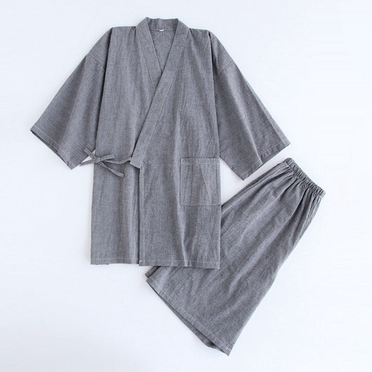 Pijama Kimono Japonés para Hombre Manga Corta con Pantalones Cortos - Image 3