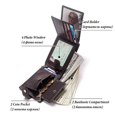 Billetera de Cuero Genuino para Hombre con Múltiples Compartimentos y Protección Antimagnética - Image 16