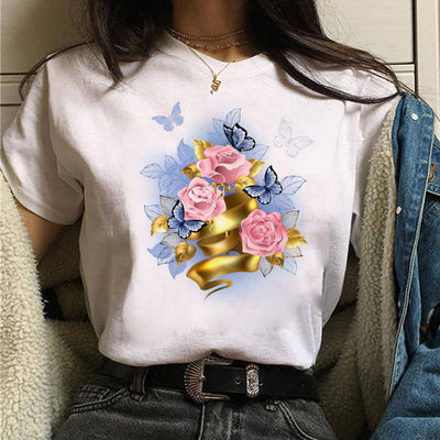 Playera Estampada Mariposas y Flores - Manga Corta - Image 14