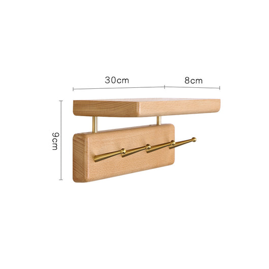 Perchero de Pared Nórdico en Madera Maciza con Ganchos de Latón - Estilo Japonés Nogal Negro - Image 9