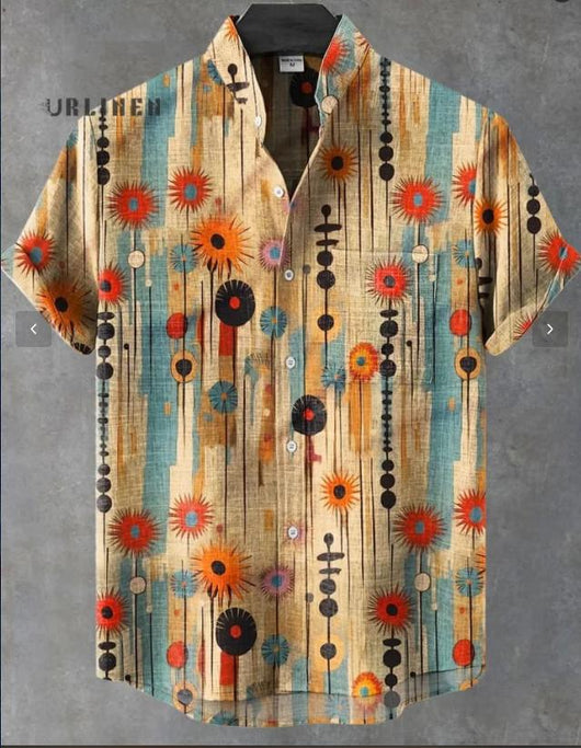 Camisa Cardigan Suelta con Estampado Abstracto 3D y Cuello de Pie - Image 18