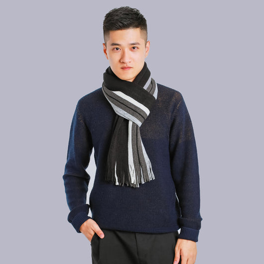 Bufanda Gruesa Casual para Hombre con Efecto Cachemira y Combinación de Colores - Image 11