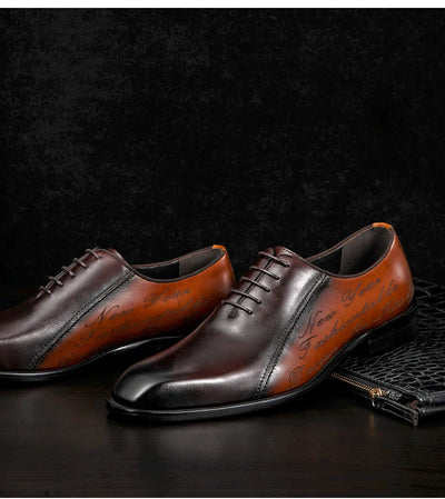 Zapatos Oxford de Cuero Genuino Talla Grande Hombre Punta Cuadrada Bicolor - Image 13