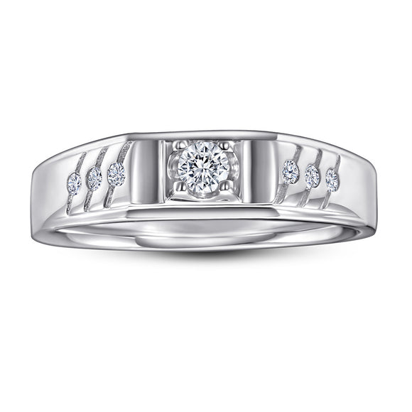 Anillo de Plata Esterlina Chapado en Platino con Zirconia para Hombre