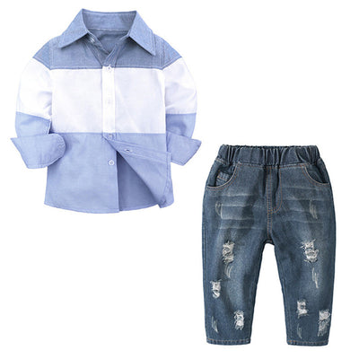 Conjunto Infantil: Camisa Manga Larga + Jeans Rotos para Primavera y Otoño - Image 8