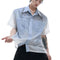 Men's Blue and White Ombre Oversized Short Sleeve Shirt