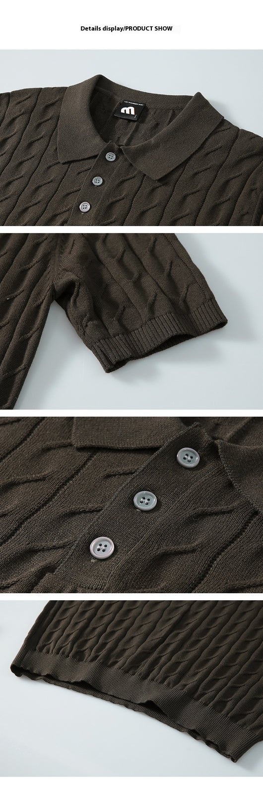 Polo Tejido Manga Corta Hombre - Cuello Fino Fit Relajado - Image 12