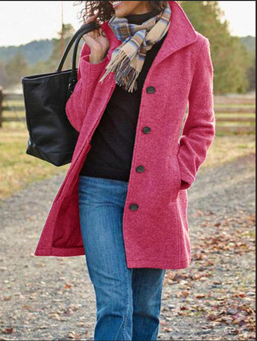 Abrigo Cardigan de Lana para Mujer con Cierre de Hebilla Decorativa - Image 15