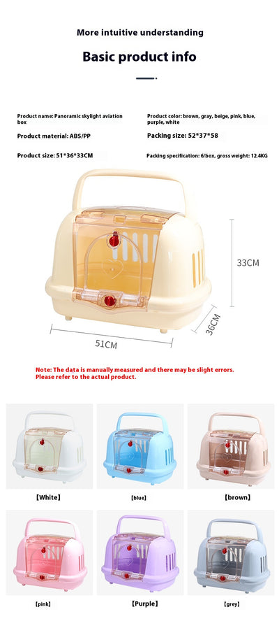 Brown pet carrier with a clear front door, top handle, ventilation slots, and a white urinating pad. - Image 19