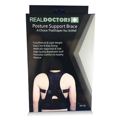 Beige magnetic posture correction belt worn on a woman's back over a black top, showing shoulder and waist support. - Image 8