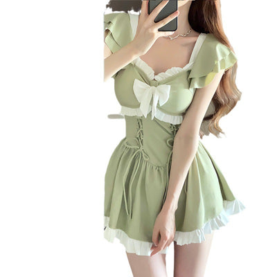 Traje de Baño Enterizo Aguacate con Falda Corta y Cobertura Abdominal - Image 5