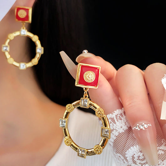Aretes de Círculo Plateado con Cristales Brillantes - Diseño Vintage Elegante - Image 16