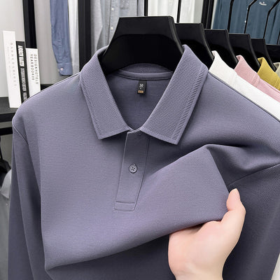 Polo de Algodón Mercerizado Manga Larga para Hombre - Ropa Casual Primavera Otoño - Image 13