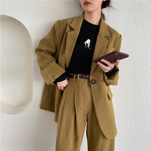 Conjunto Ejecutivo Mujer: Blazer Color Café + Pantalón Ancho Estilo Occidental - Image 10