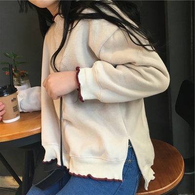 Suéter Escolar Coreano Cuello Alto Mediano con Detalles en Encaje - Image 10